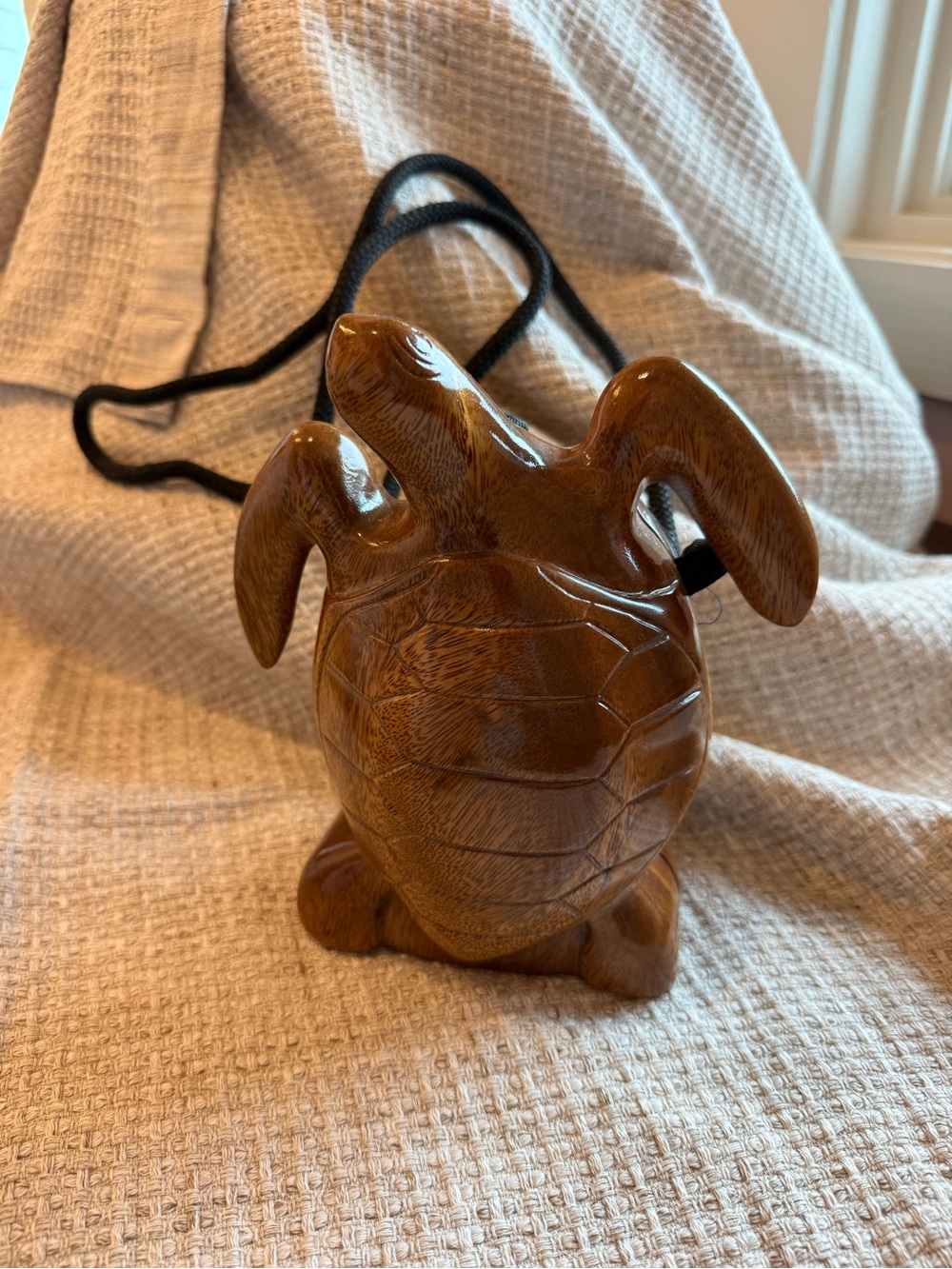 Timmy Woods Beverly Hills Collection- Hand-Carved Wooden Turtle Purse